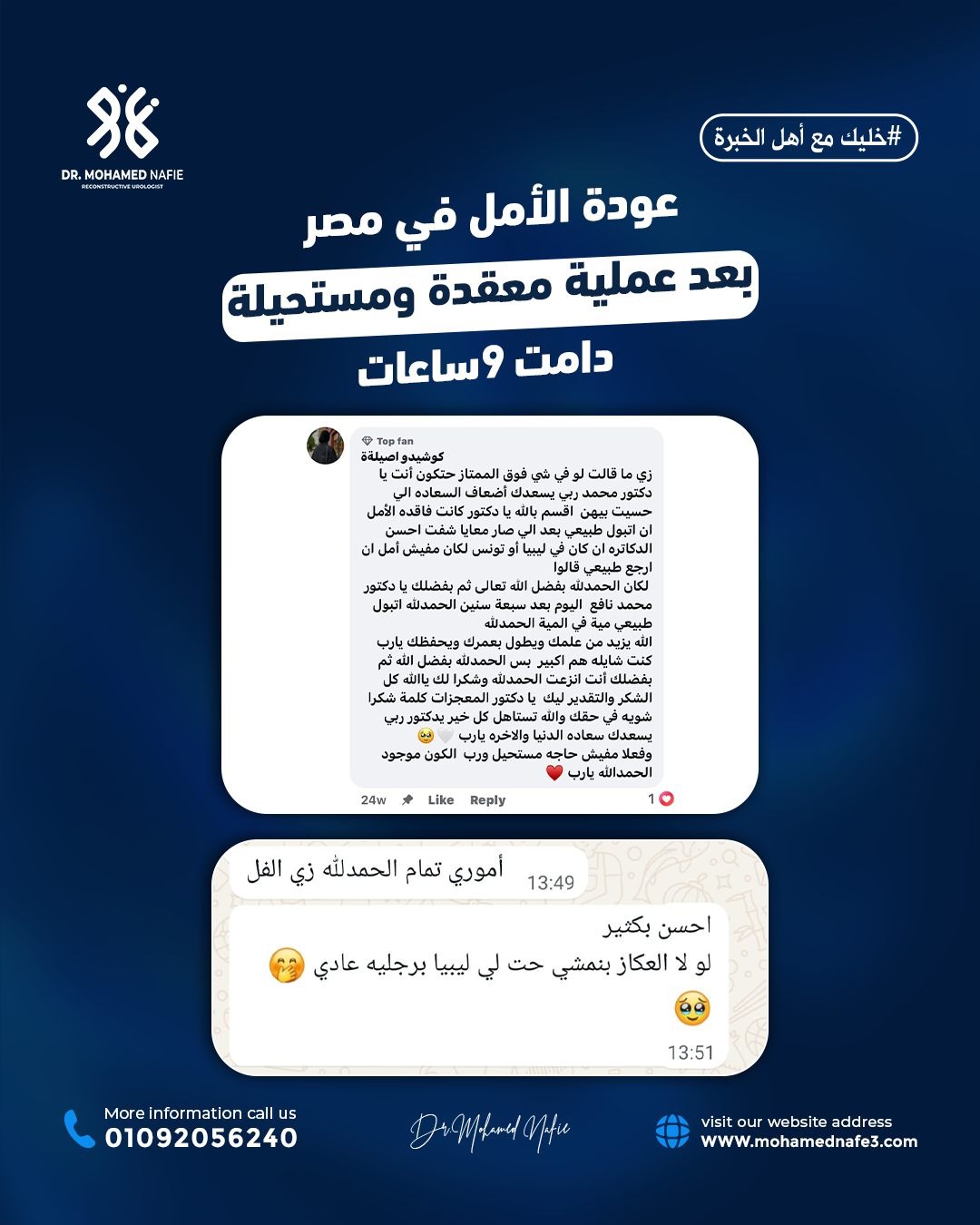 عندما نقول إننا المركز الأكبر لجراحات مجرى البول والحالات المعقّدة…